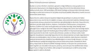 Türk DEM Partisi Rojava Devrimi’nin 12. yıl dönümünü kutluyor